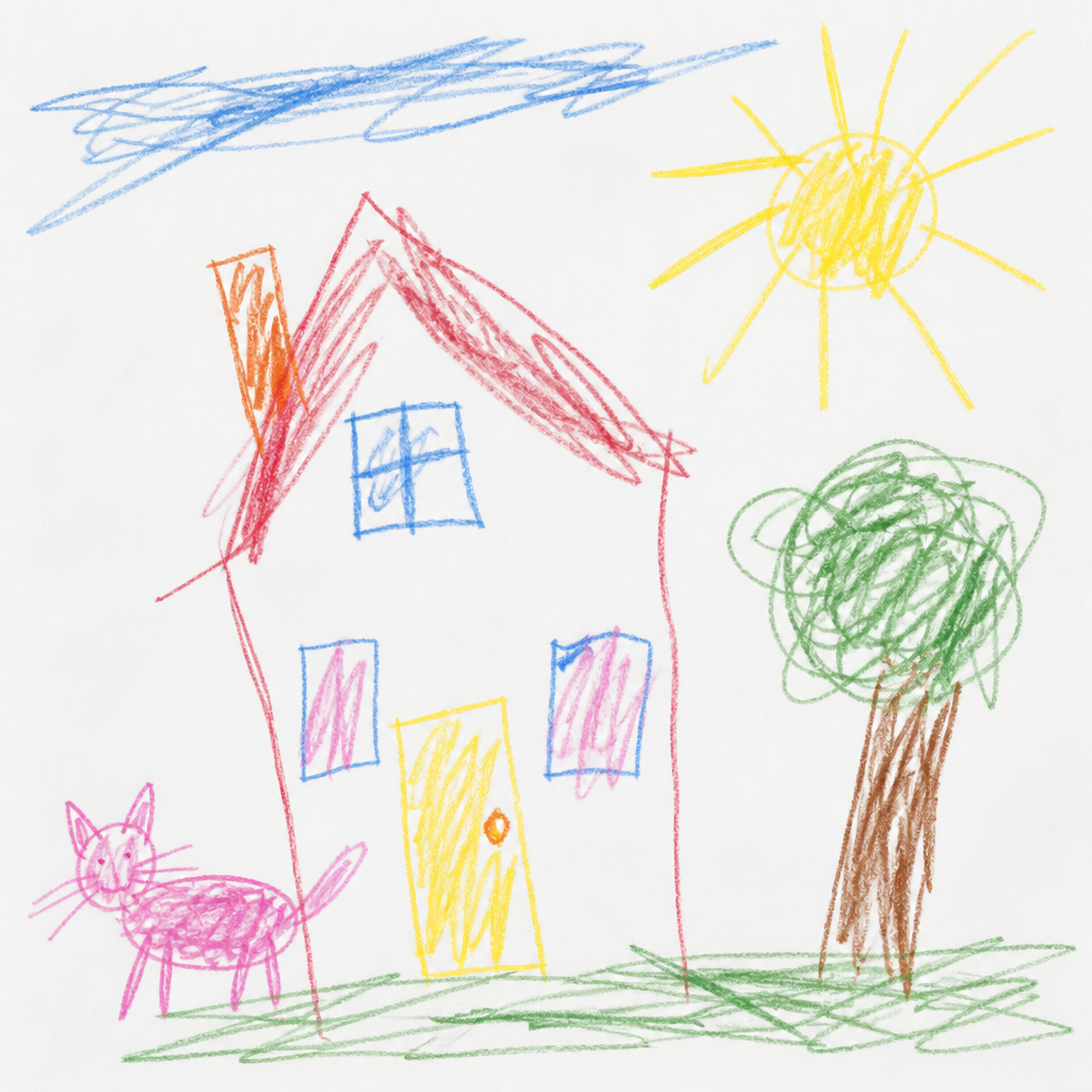 Kid crayon bad drawing