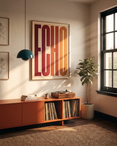 Golden-Hour Retro Living Room