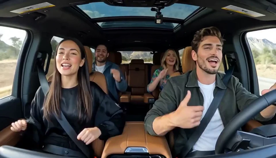 Vidéo de karaoké en voiture par IA